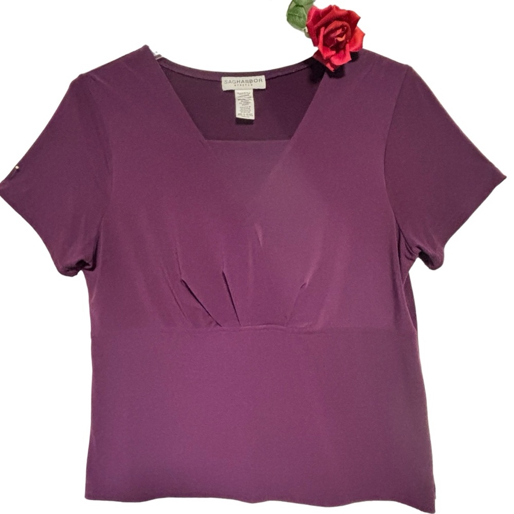 Fairycore babydoll Stretch Lg Short SleevePurple Top EUC